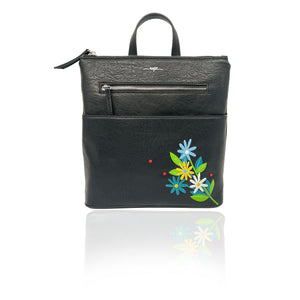 bp convertible faux leather backpack Harness Black Leather Backpack